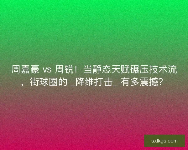 周嘉豪 vs 周锐！当静态天赋碾压技术流，街球圈的 _降维打击_ 有多震撼？