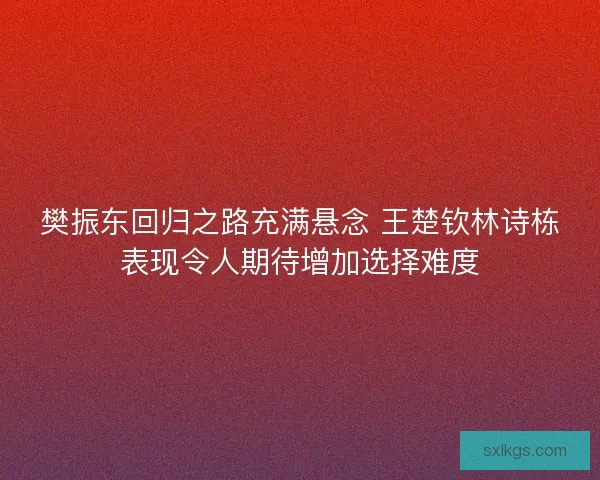樊振东回归之路充满悬念 王楚钦林诗栋表现令人期待增加选择难度